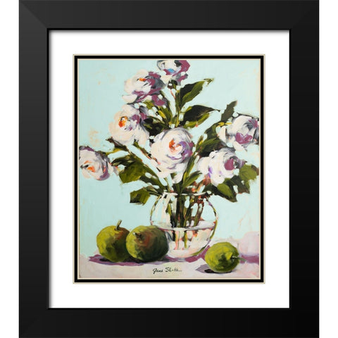 White Rose Black Modern Wood Framed Art Print with Double Matting by Slivka, Jane