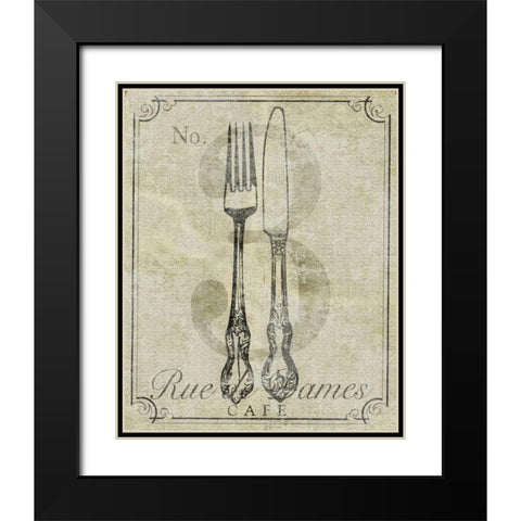 French Vintage Cafe Black Modern Wood Framed Art Print with Double Matting by SD Graphics Studio
