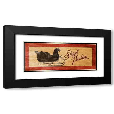 Sleigh Parking Black Modern Wood Framed Art Print with Double Matting by SD Graphics Studio