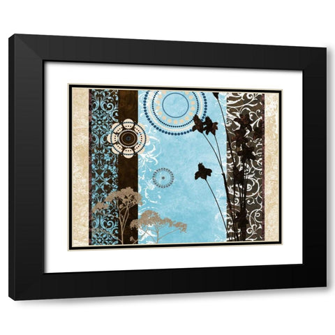 Blue Santorini Garden I Black Modern Wood Framed Art Print with Double Matting by Marcon, Michael