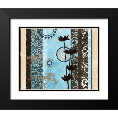 Blue Santorini Garden II Black Modern Wood Framed Art Print with Double Matting by Marcon, Michael