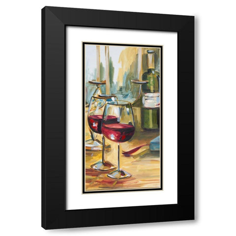 Wine for Two Black Modern Wood Framed Art Print with Double Matting by French-Roussia, Heather A.