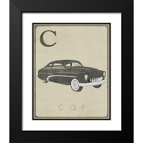 Vintage Learning Cards I Black Modern Wood Framed Art Print with Double Matting by SD Graphics Studio