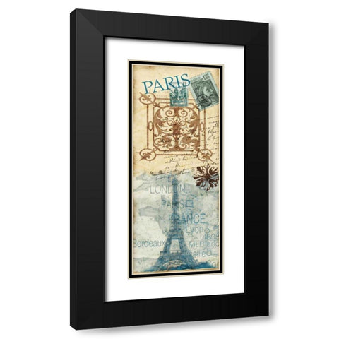 Paris Postage Black Modern Wood Framed Art Print with Double Matting by Biscardi, Nicholas