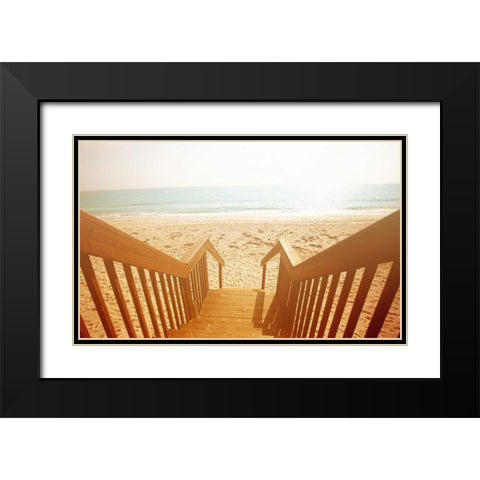 Beach Stairs Black Modern Wood Framed Art Print with Double Matting by Bryant, Susan