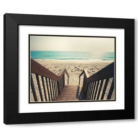 Beach Stairs Black Modern Wood Framed Art Print with Double Matting by Bryant, Susan