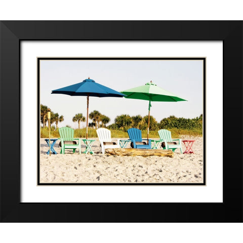 Beach Chair Layout Black Modern Wood Framed Art Print with Double Matting by Mansfield, Kathy