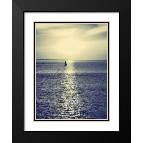 Sailboat at Blue Sunset Black Modern Wood Framed Art Print with Double Matting by Mansfield, Kathy