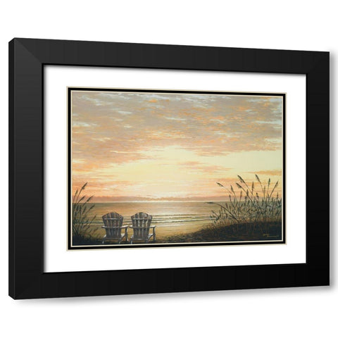 Sunset Chairs Black Modern Wood Framed Art Print with Double Matting by Nawrocke, Bruce