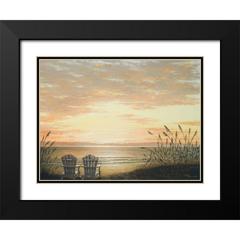 Sunset Chairs Black Modern Wood Framed Art Print with Double Matting by Nawrocke, Bruce