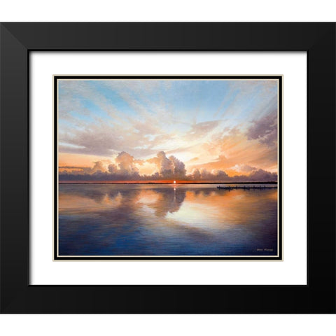Sunset over Lake Black Modern Wood Framed Art Print with Double Matting by Nawrocke, Bruce
