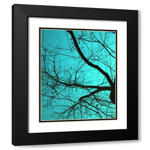 Branches on Teal I Black Modern Wood Framed Art Print with Double Matting by Peck, Gail