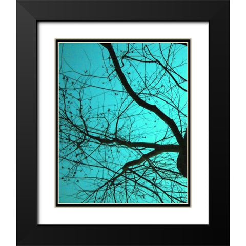 Branches on Teal I Black Modern Wood Framed Art Print with Double Matting by Peck, Gail