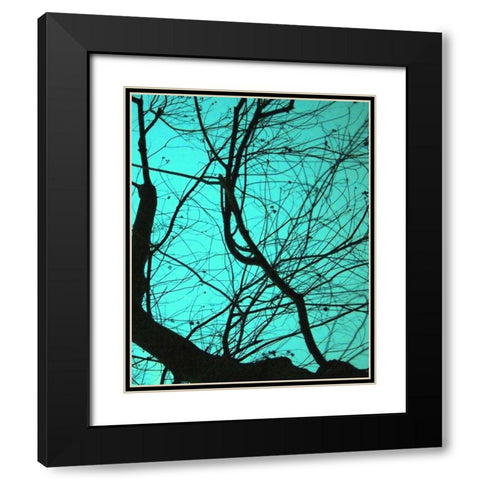 Branches on Teal II Black Modern Wood Framed Art Print with Double Matting by Peck, Gail