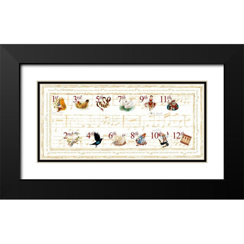 12 Days of Christmas Black Modern Wood Framed Art Print with Double Matting by Gaynor, Janice