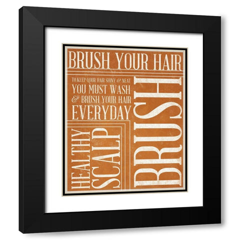 Bath Reminders III (Orange) Black Modern Wood Framed Art Print with Double Matting by SD Graphics Studio
