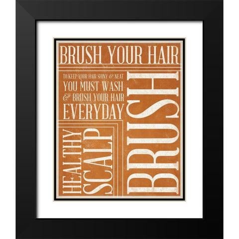 Bath Reminders III (Orange) Black Modern Wood Framed Art Print with Double Matting by SD Graphics Studio