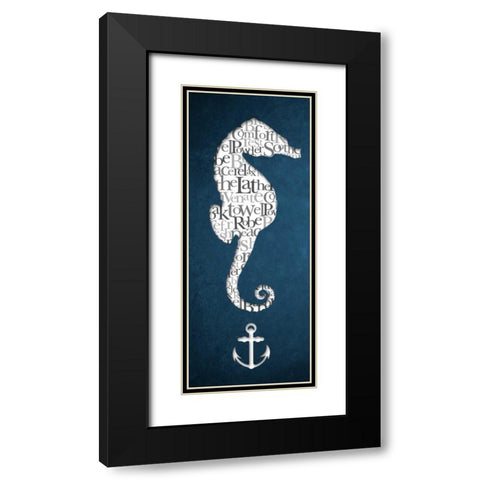 Bath Seahorse I Black Modern Wood Framed Art Print with Double Matting by Medley, Elizabeth