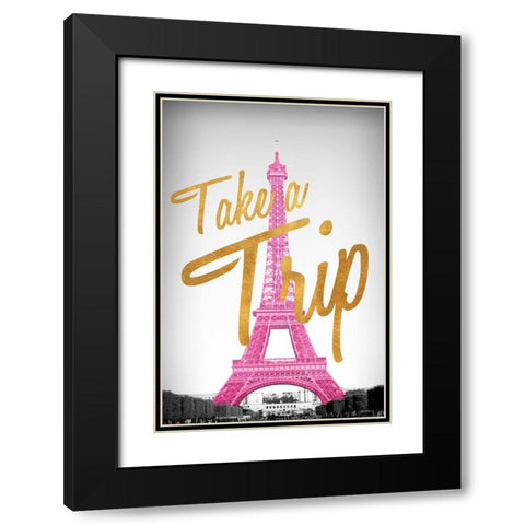Take A Trip Black Modern Wood Framed Art Print with Double Matting by Navas, Emily