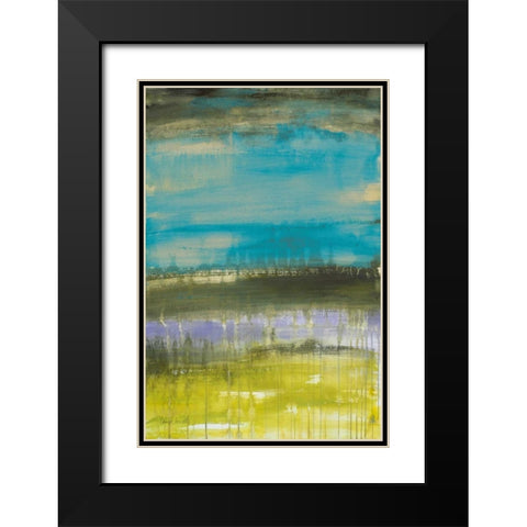 Teal September Rain II Black Modern Wood Framed Art Print with Double Matting by Loreth, Lanie