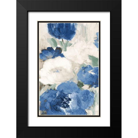 Blue Flower Power I Black Modern Wood Framed Art Print with Double Matting by Loreth, Lanie
