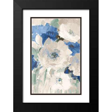 Blue Flower Power II Black Modern Wood Framed Art Print with Double Matting by Loreth, Lanie