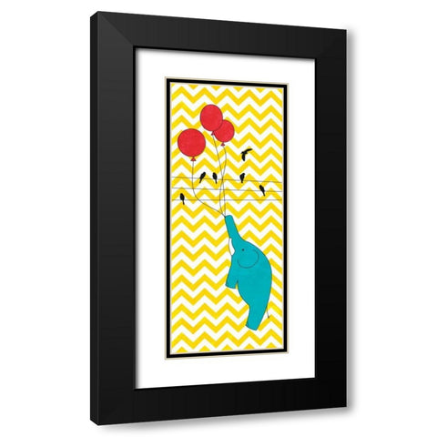Floating Elephant Black Modern Wood Framed Art Print with Double Matting by SD Graphics Studio