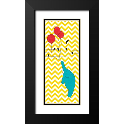Floating Elephant Black Modern Wood Framed Art Print with Double Matting by SD Graphics Studio