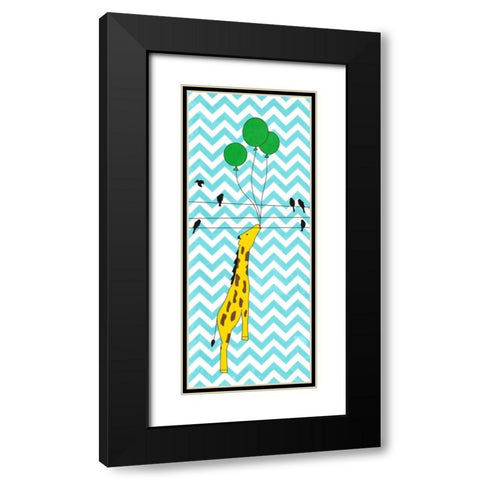 Floating Giraffe Black Modern Wood Framed Art Print with Double Matting by SD Graphics Studio