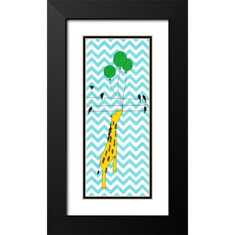 Floating Giraffe Black Modern Wood Framed Art Print with Double Matting by SD Graphics Studio