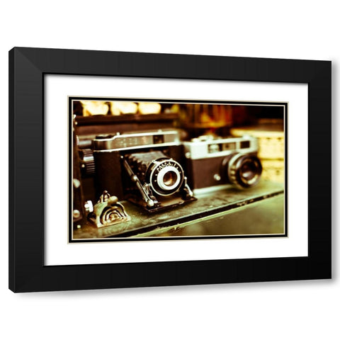 Vintage Cameras Black Modern Wood Framed Art Print with Double Matting by Bryant, Susan