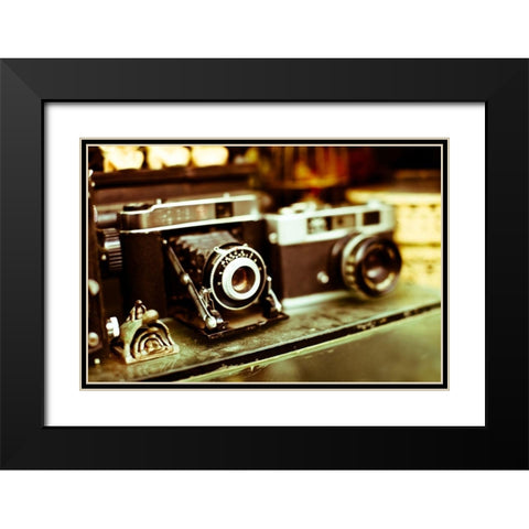 Vintage Cameras Black Modern Wood Framed Art Print with Double Matting by Bryant, Susan