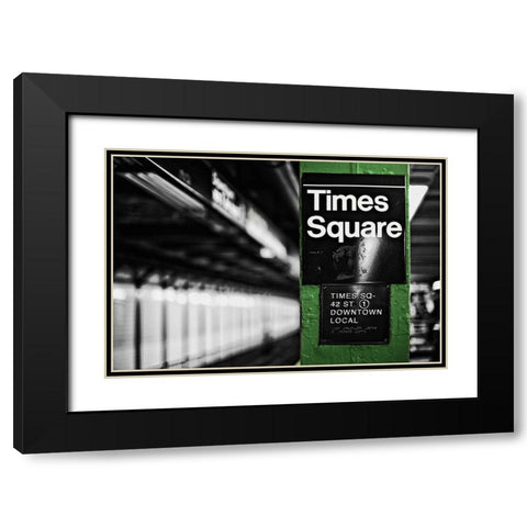 Times Square Subway Green Black Modern Wood Framed Art Print with Double Matting by Bryant, Susan