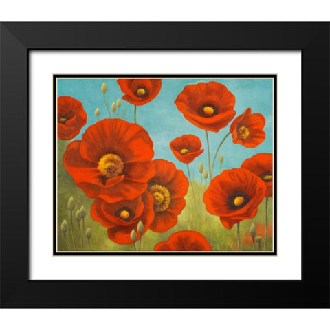 Field of Poppies I Black Modern Wood Framed Art Print with Double Matting by Rhyan, Vivien