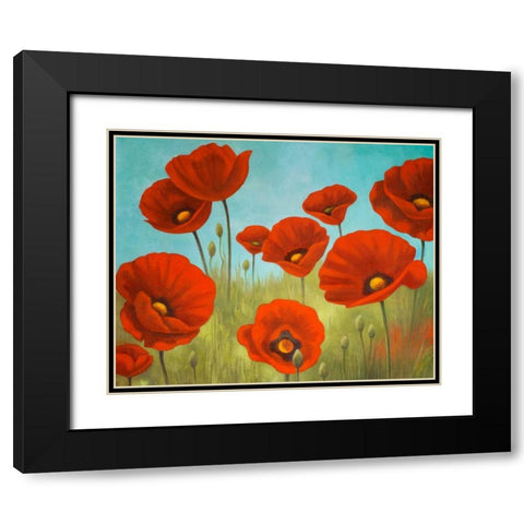 Field of Poppies II Black Modern Wood Framed Art Print with Double Matting by Rhyan, Vivien