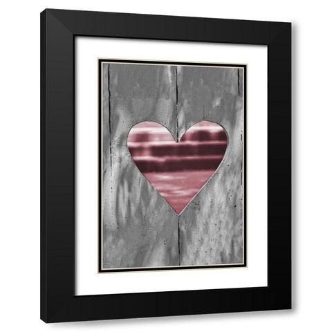 Pink Woodcut Heart I Black Modern Wood Framed Art Print with Double Matting by Peck, Gail