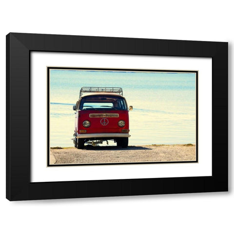 Beach Ride with Emblem Black Modern Wood Framed Art Print with Double Matting by Peck, Gail