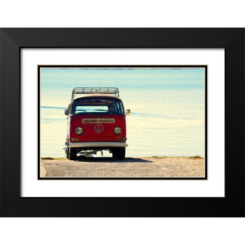 Beach Ride with Emblem Black Modern Wood Framed Art Print with Double Matting by Peck, Gail