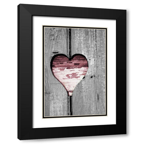 Pink Woodcut Heart II Black Modern Wood Framed Art Print with Double Matting by Peck, Gail