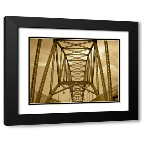 New York Bridge II Black Modern Wood Framed Art Print with Double Matting by Rodriguez, Jairo