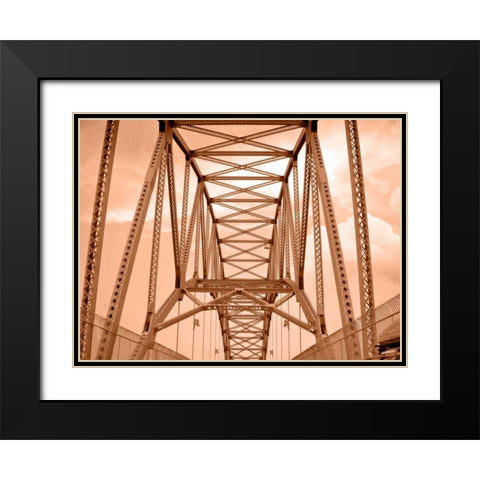 Sepia Bridge Black Modern Wood Framed Art Print with Double Matting by Rodriguez, Jairo