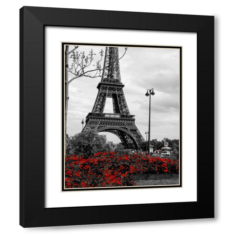 Eiffel Tower with Red Pop Black Modern Wood Framed Art Print with Double Matting by Navas, Emily