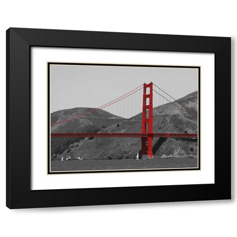 Golden Gate Bridge with Red Pop Border Black Modern Wood Framed Art Print with Double Matting by Navas, Emily