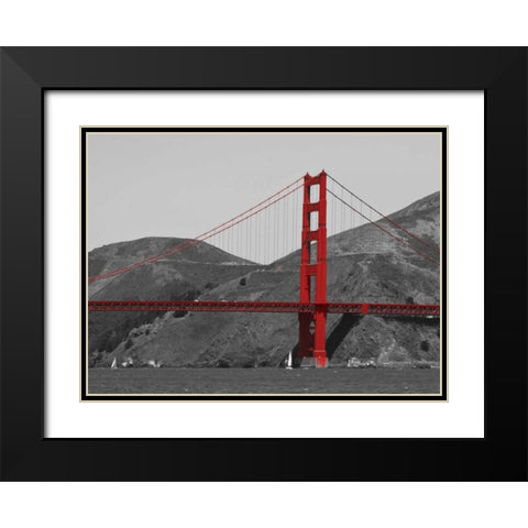 Golden Gate Bridge with Red Pop Border Black Modern Wood Framed Art Print with Double Matting by Navas, Emily