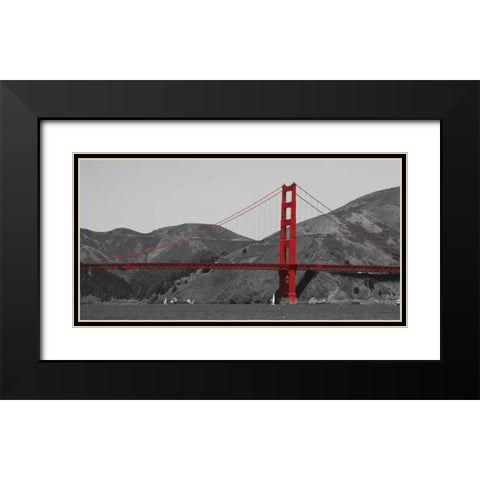 Golden Gate Bridge with Red Pop Black Modern Wood Framed Art Print with Double Matting by Navas, Emily