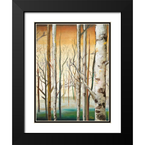 Gold Birch Forest II Black Modern Wood Framed Art Print with Double Matting by Pinto, Patricia