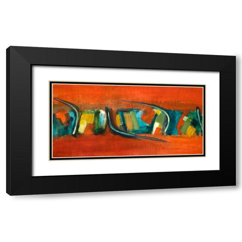 Orange Rhythm Black Modern Wood Framed Art Print with Double Matting by Loreth, Lanie