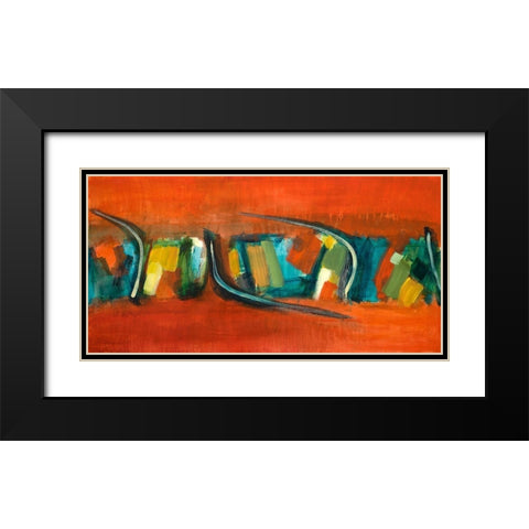 Orange Rhythm Black Modern Wood Framed Art Print with Double Matting by Loreth, Lanie