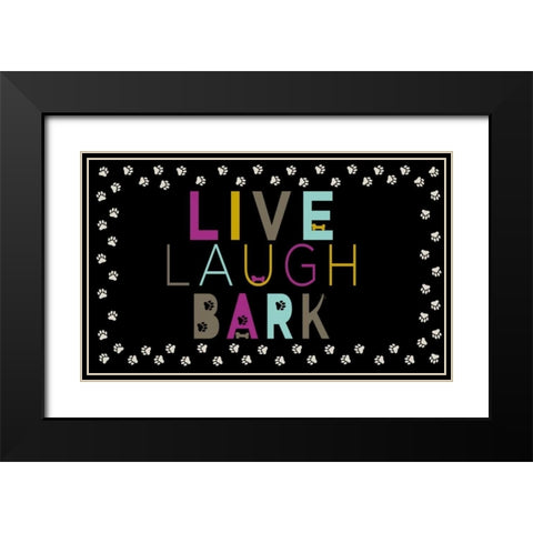 Run, Play, Wag Black Modern Wood Framed Art Print with Double Matting by SD Graphics Studio