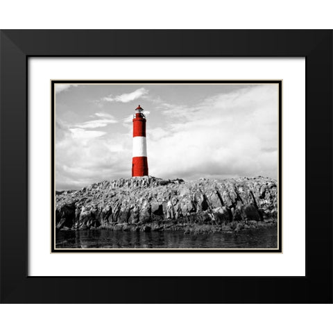 Lighthouse Border Black Modern Wood Framed Art Print with Double Matting by Coppel, Anna